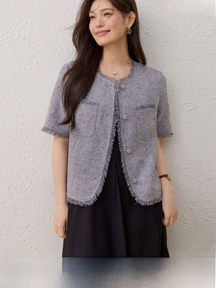 

Faionable round Ne Jaet Large Size Women's Spring Clothing New Sle Korean Version Slim Fit Coat with ket for plus ...