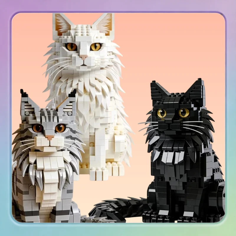

407 Building Blocks Cute Pet Building Block Model Cat Assembly Building Block Toy Model Desktop Decoration Display Model Toys