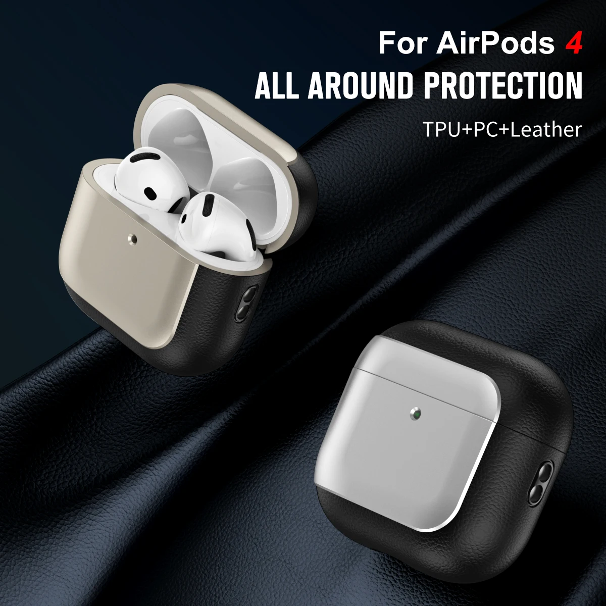 For Airpods 4 Case Leather Luxury Metallic Glossy Electroplated Wireless Headphone Cover For Airpods 3 Pro 2 Cases