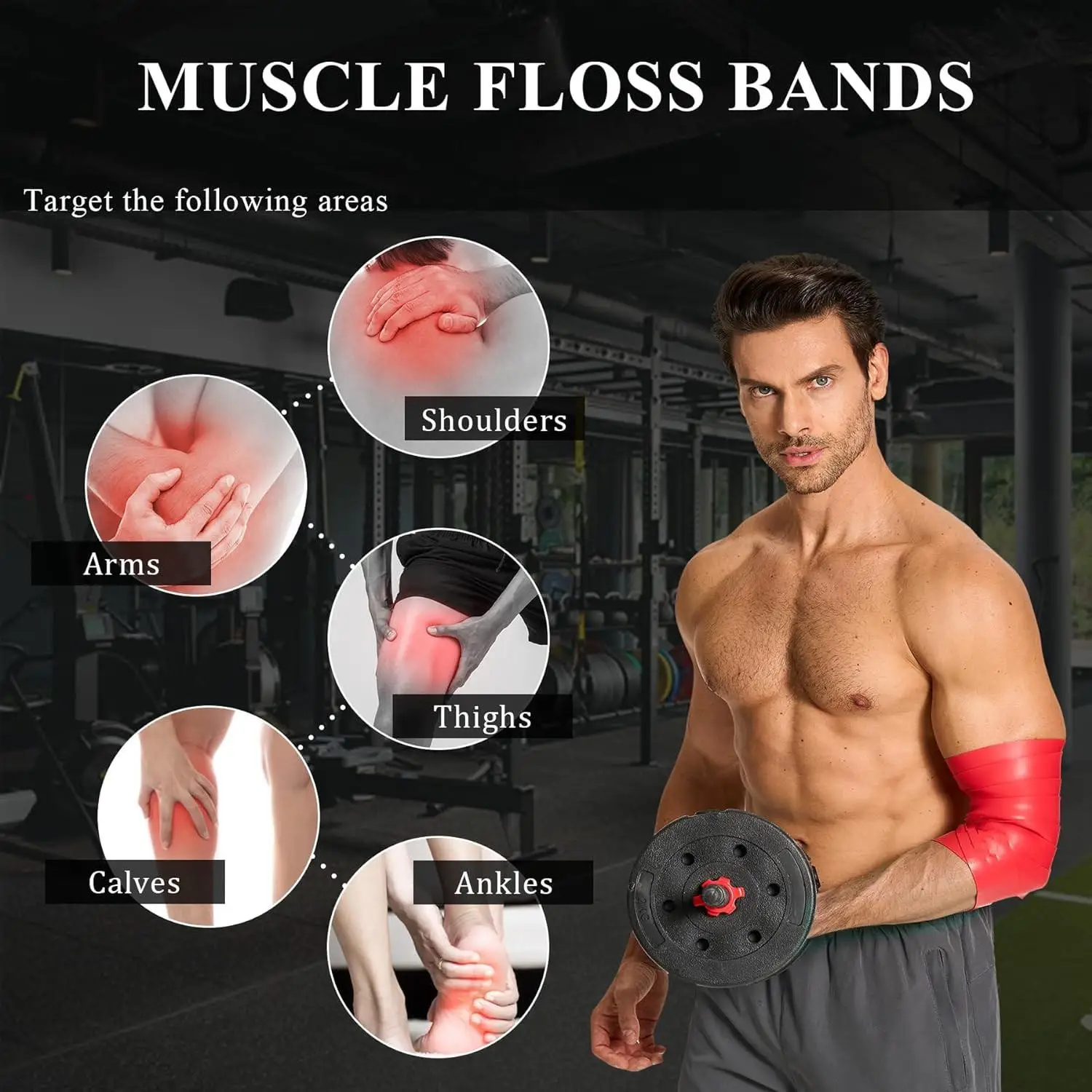 2 Pack Floss Bands Exercise Wraps with Bag for Muscle Compression, Pain Relief, Accelerate Recovery & Promote Flexibility