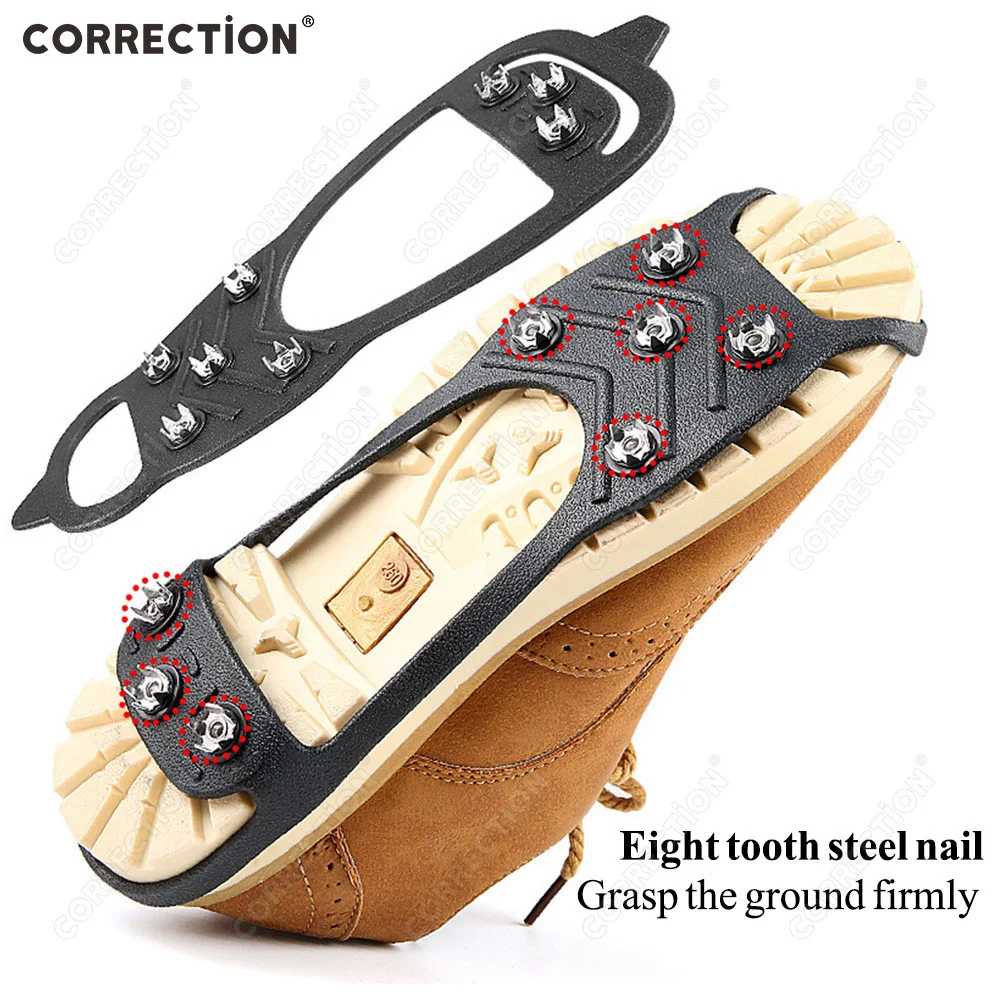 

Unisex Ice Grippers 8 Teeth Anti Slip Snow Crampons For Shoes Hiking Winter Outdoor Mountain Climbing Cleats Spikes
