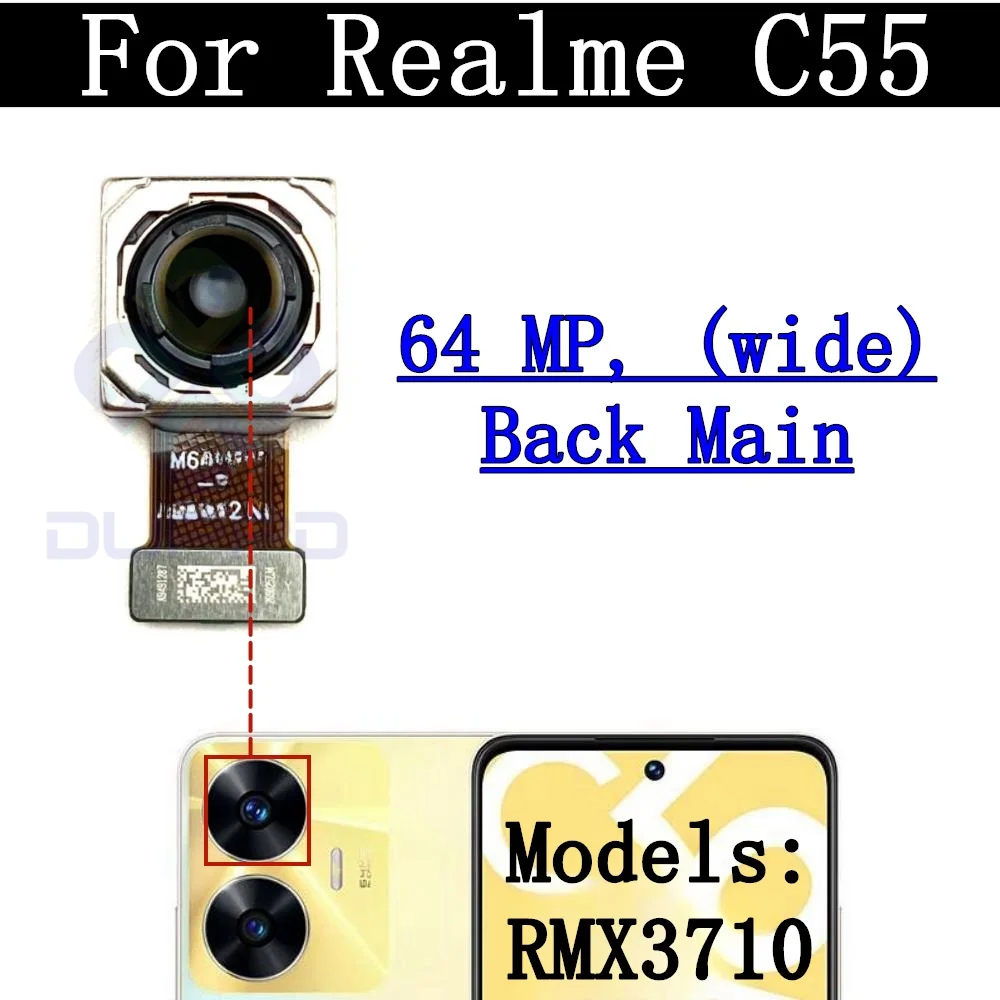 Rear Camera Module For Realme C55 C53 Backside View Main Facing Back Camera Flex Repair Spare Parts