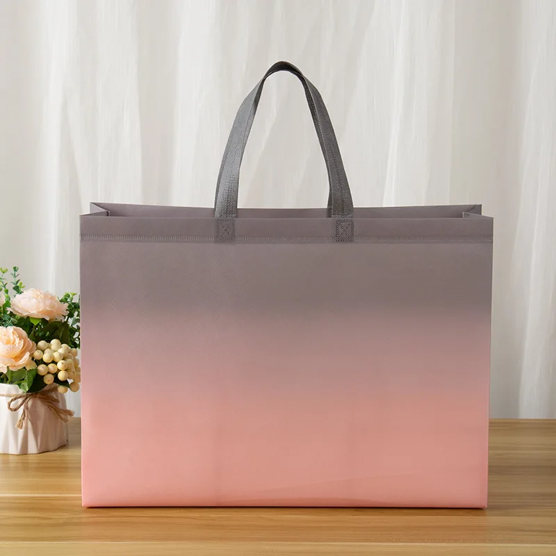 Non-woven Fabric Shopping Bag Grocery Bag Gradient Folding Bag Shopping Pouch Eco Bag Takeaway Bag Waterproof Storage Reusable