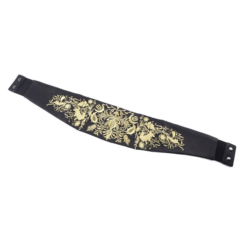 Vintage Embroidery Fabric Wide Belt Women Dress Belt Elastic Waist Cummerbund Japanese Kimono Girdle Yukata Obi Retro Waistband