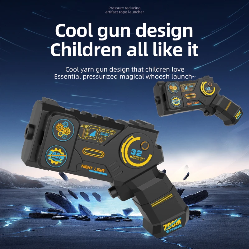 暗闇で光る発光ストリングロープランチャー ワンクリックインタラクティブストレス解消おもちゃ 子供向けパーティーギフト