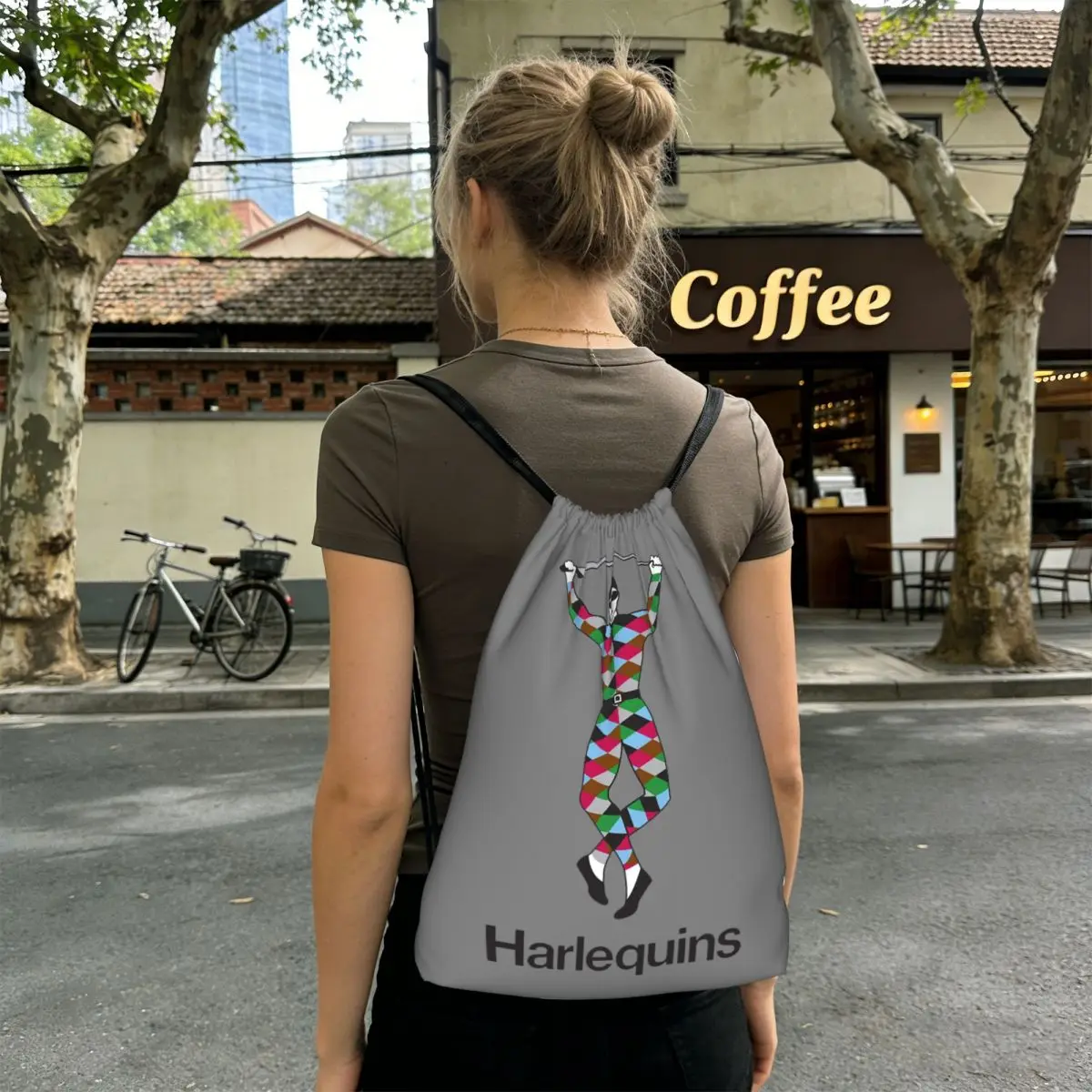 Harlequins-Merch Backpacks Casual Drawstring Bundle Pocket Sports Bag Book Bags for Man Woman School