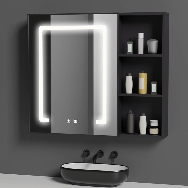 Bathroom mirror cabinet, wall mounted, independent intelligent with light and defogging, toilet storage box, bathroom mirror sto