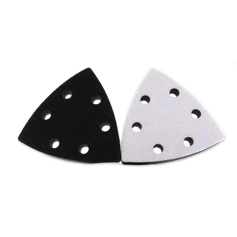 93 * 93 * 93mm Self-adhesive Sandpaper Polishing Disc 6holes Triangular Cushion Buffer Pad