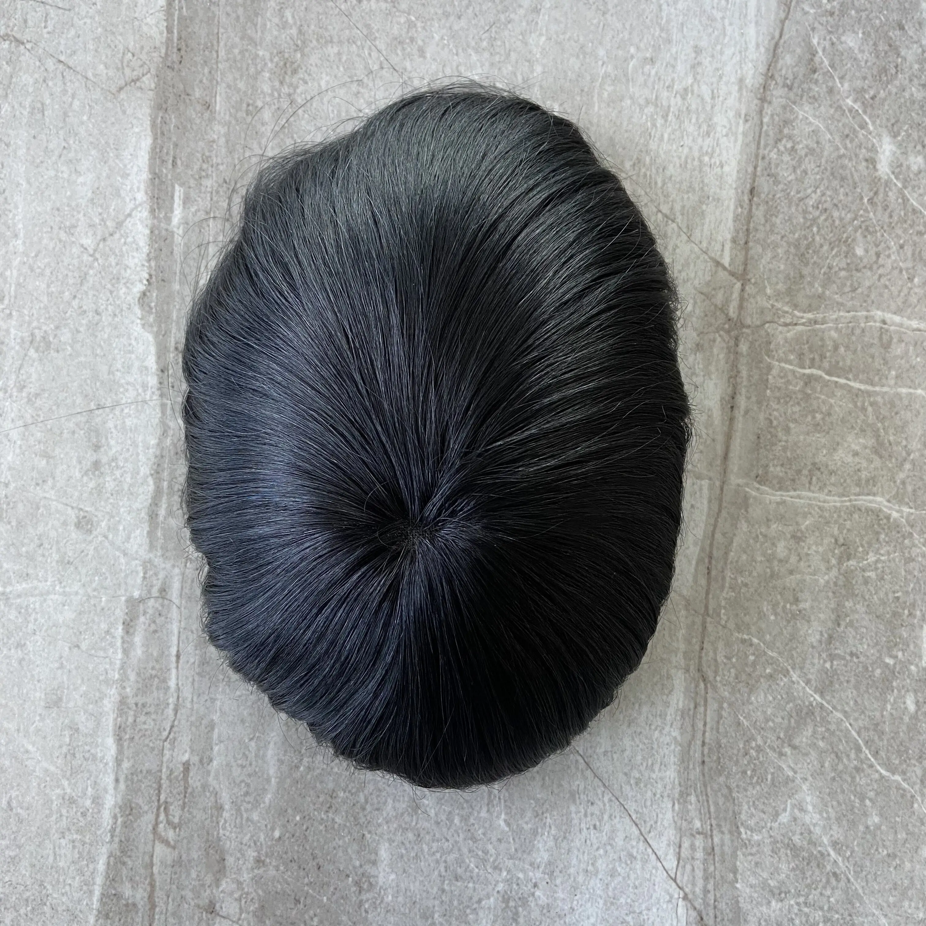 100% rambut manusia pirang Hitam Coklat prostesis pengganti Toupee bernapas Mono renda dengan PU sekitar wig nyaman