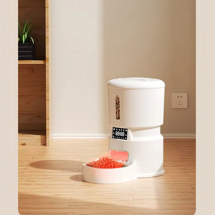 Dual Power Supply Automatic Feeder Large 4L Capacity Timely Quantitative Non-Jamming Grain Washable Animal Feeder