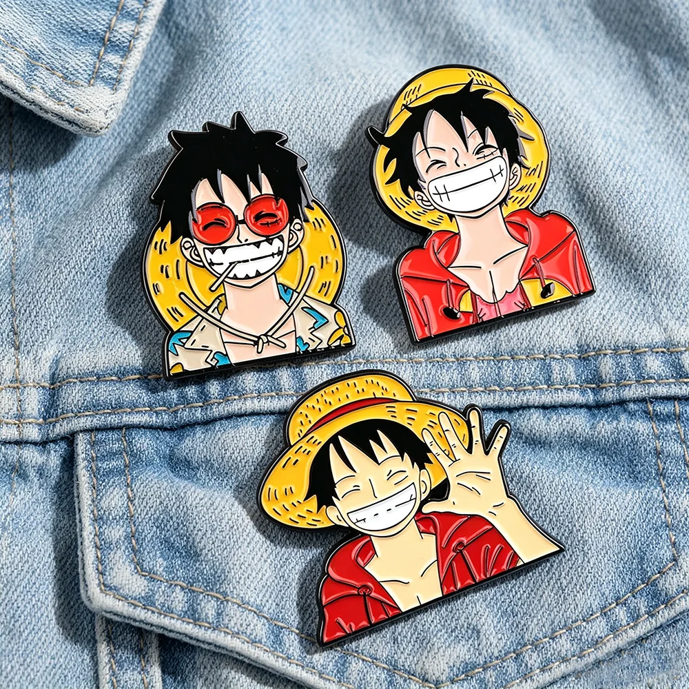 3pcs/set Anime ONE PIECE Luffy Roronoa Zoro Enamel Lapel Pins Manga Brooches for Women Men Jewelry Cosplay Accessories Gifts
