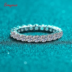 Smyoue 3mm Moissanite Wedding Ring for Women Created Diamond  Full Eternity Stackable Engagement Promise Band S925 Silver Rings