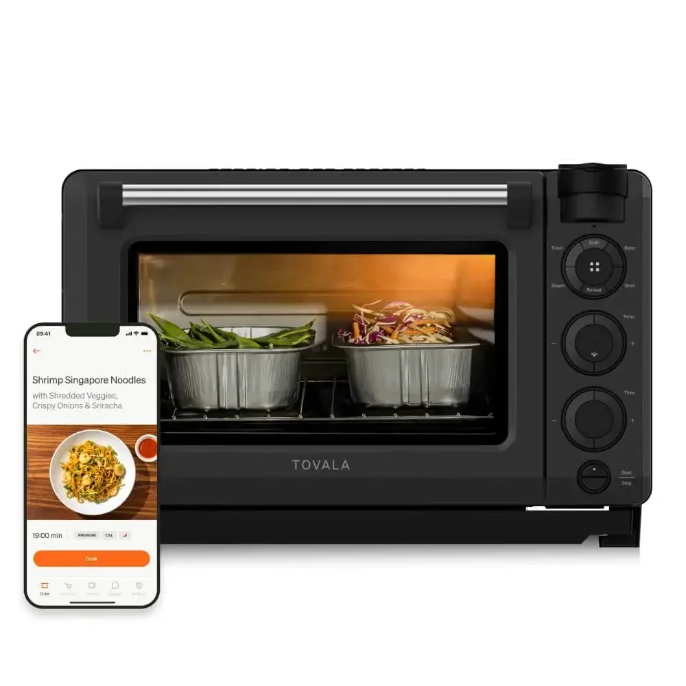 

Tovala Smart Oven Pro, 6-in-1 Countertop Convection Oven - Steam, Toast, Air Fry, Bake, Broil, and Reheat - Smartphone Control S