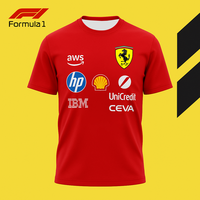 Fashion Mens Ferrari F1 Racing T Shirt Quick Dry Short Sleeve Casual Comfortable Fit Sports Tee Summer Breathable Outdoor Top