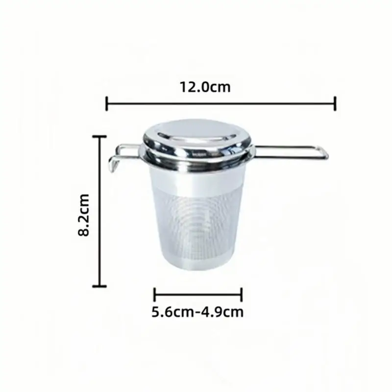 

【H】Premium Stainless Steel Fine Mesh Tea Filter Extended Handle Loose Tea Drainer With Lid Anti-Scald Multi-Purpose Tea Strainer