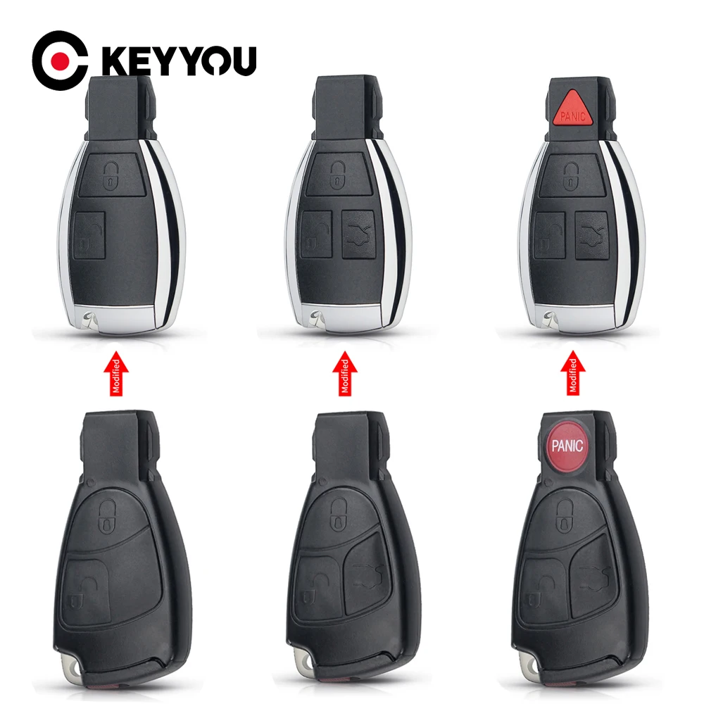 

KEYYOU Modified 2/3/4 Buttons Smart Remote Key Case Shell Fob For Mercedes-Benz B C E ML S CLK CL Vito Replacements Smart Key