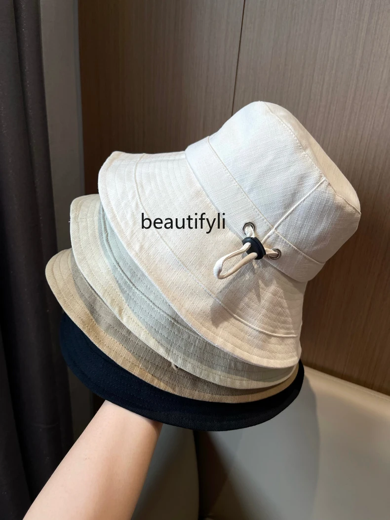 

Bucket Hat Women's Summer Thin Japanese Style All-Matching Foldable Solid-Colored Sun Protection Sun Hat Cover Face UV Sun Hat