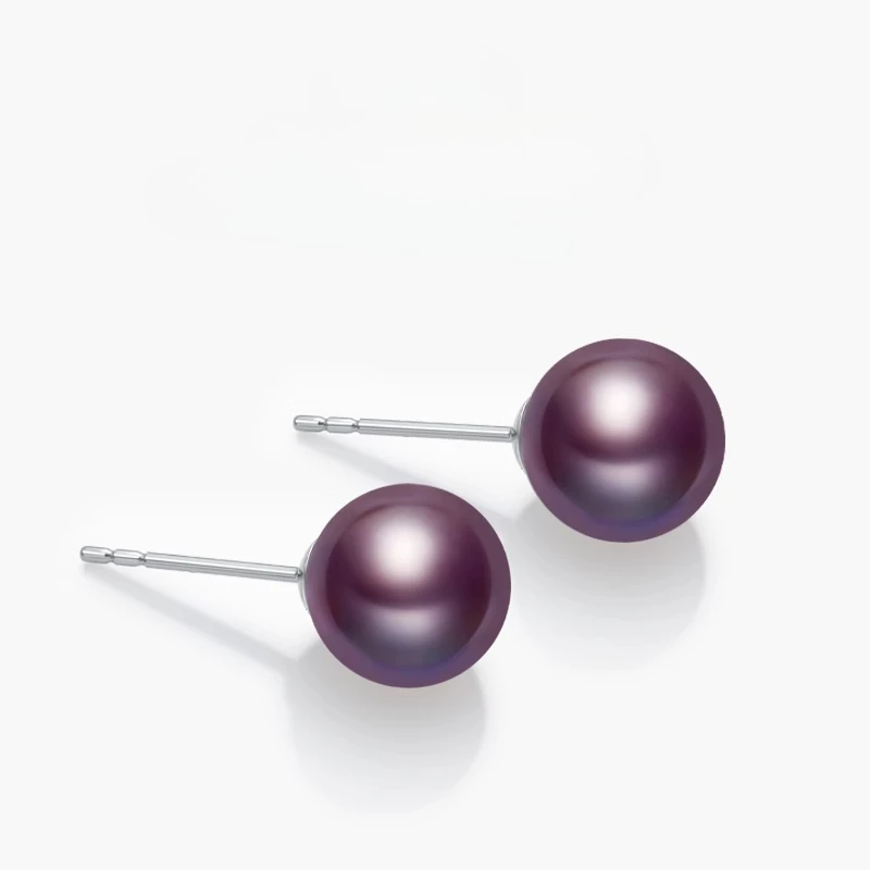 

Natural Pearl Earrings 8-9mm Gold Purple Earrings Women's Natural Pearl Earrings
