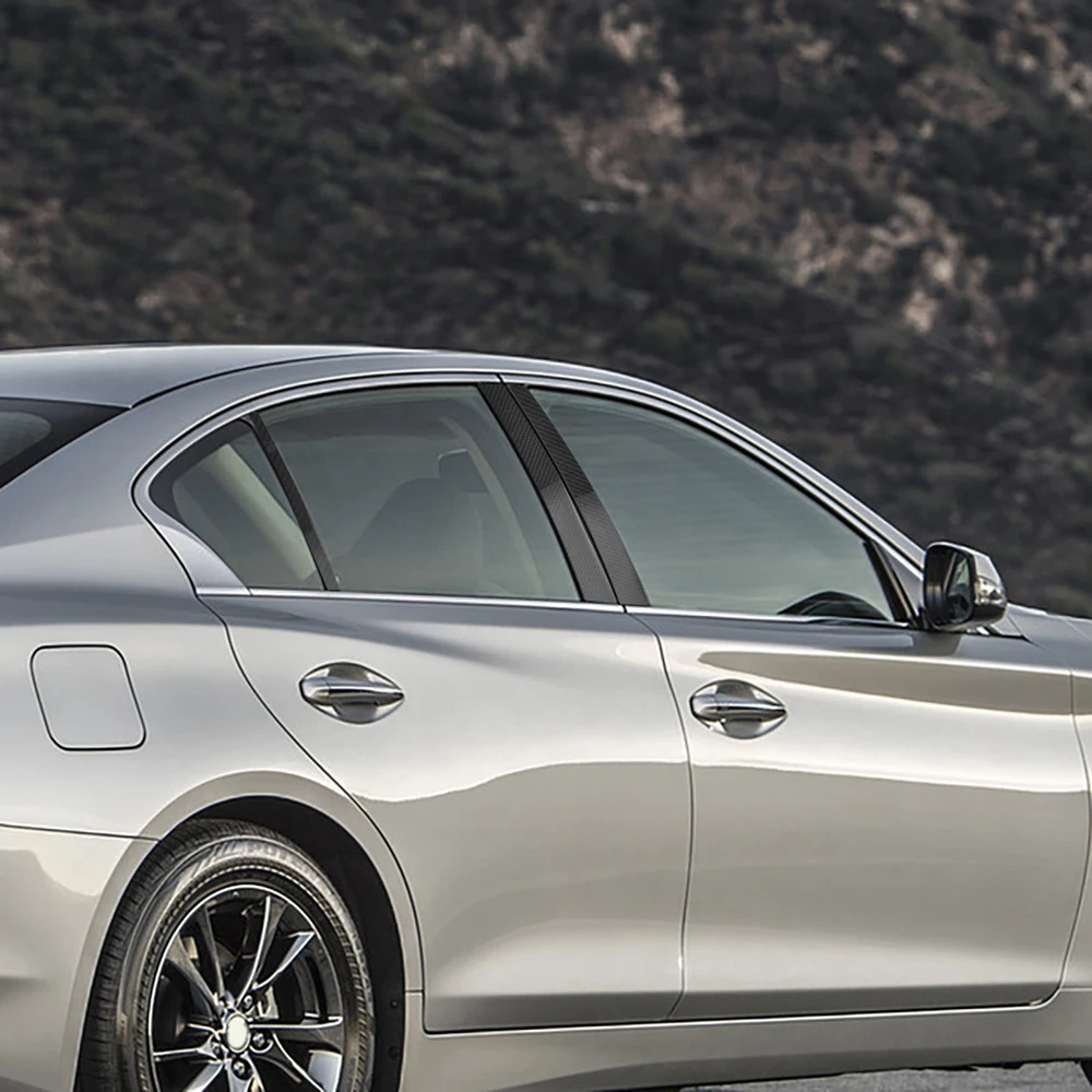 حقيقي جاف ألياف الكربون B عمود نافذة عمود المشاركات لإنفينيتي Q50 2014-2022 غطاء الكسوة الباب