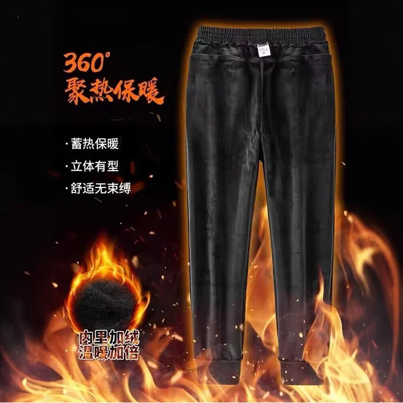 الرجال الشتاء الصوف ركض فضفاضة تناسب مكبل Sweatpants 10XL الرباط كبيرة الحجم سميكة عادية في الهواء الطلق Sweatpants الأسود