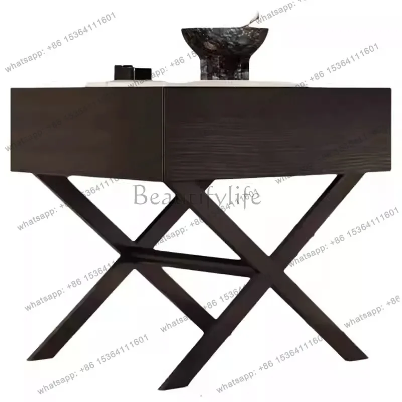 

02Italian simple modern bedside table Nordic light luxury designer home bedside table
