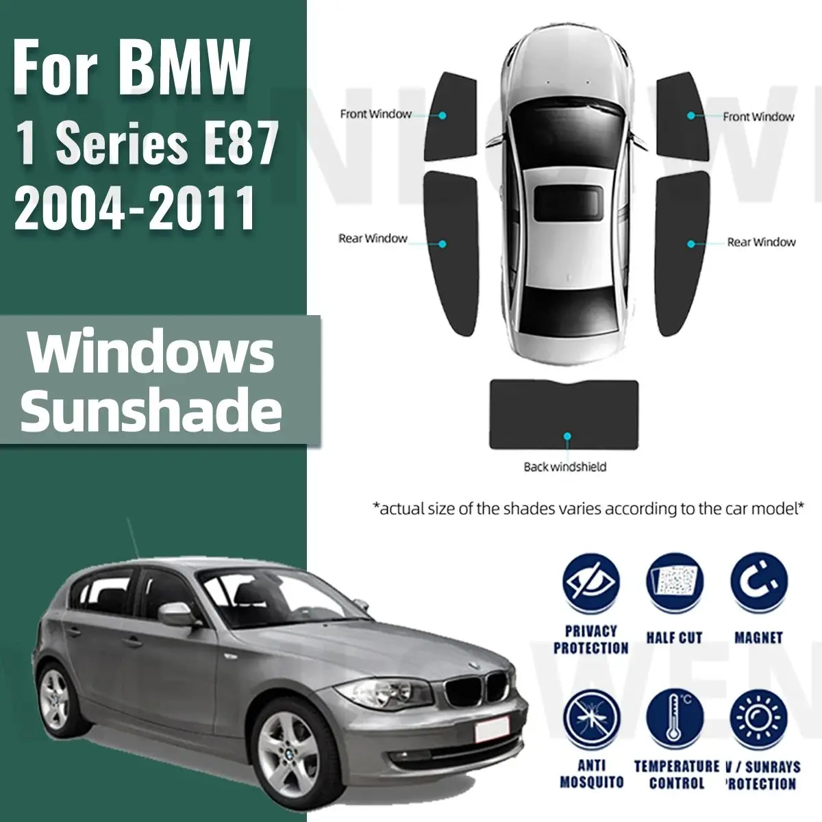 For BMW 1 series E87 2004-2011 Car Sunshade Customized Side Window Curtain Sun Shade Shield Visor Front Windshield