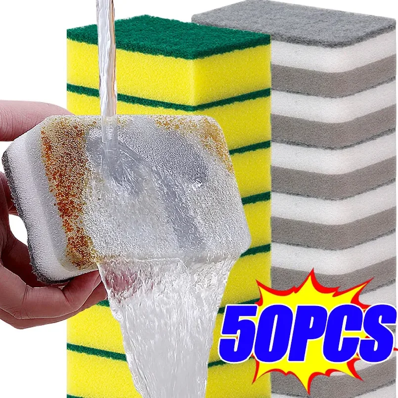 

5/50PCS Magic Cleaning Sponges Reusable Pan Pot Dishwashing Scouring Pads Household Kitchen Sponge Wipes Brush Clean Tools
