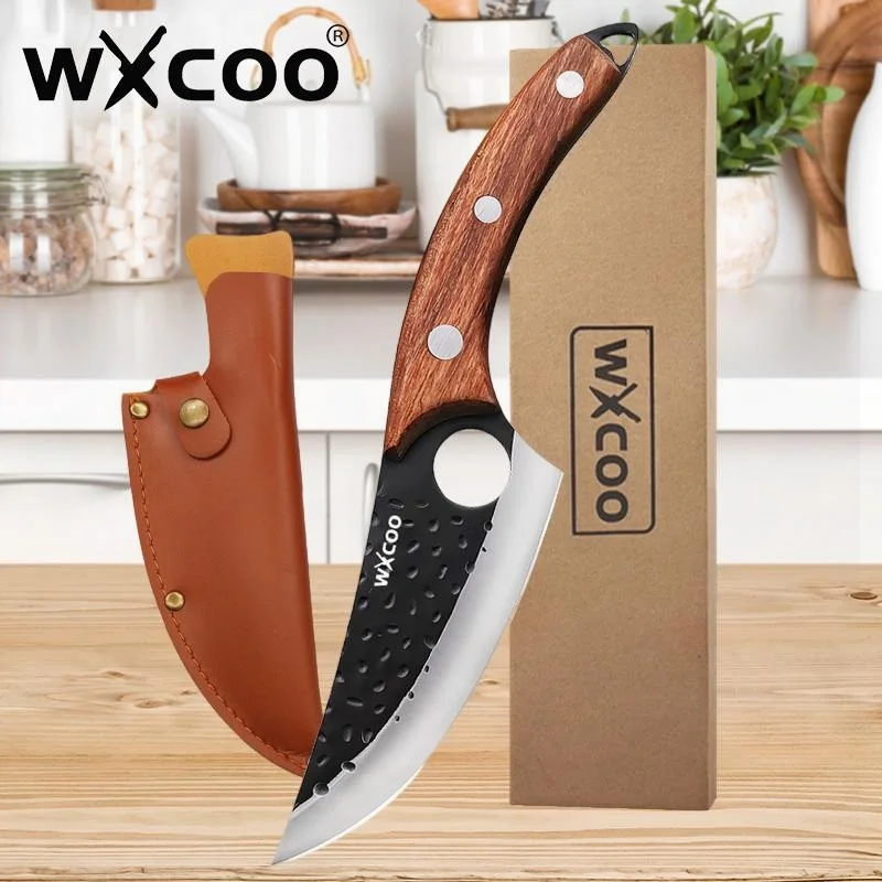 WXCOO Forged Cleaver Kitchen Chef Knife Japanese Boning Knife Slicing Butcher Knife Meat Fish Cutting Knives Cutter Cooking Tool