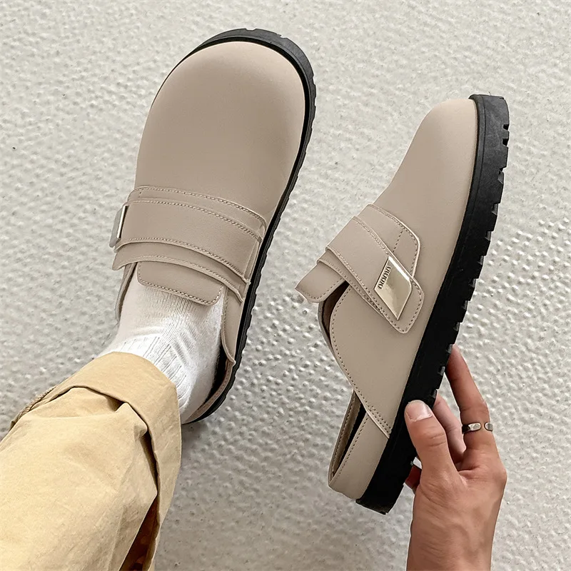 Men's Shoes 2025 New Style Men's Slippers Low Top Half Dragging Lazy One Step Stepping Baotou Tugboard Shoes Men