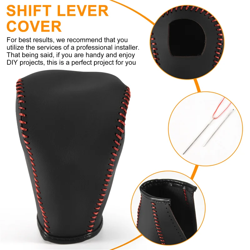 A09E-Car Gear Shift Cover,Leather Shift Lever Cover Fit For Honda 2015 2016 CRV,Pack Of 1 Piece Black Leather Cover Gear Shifter