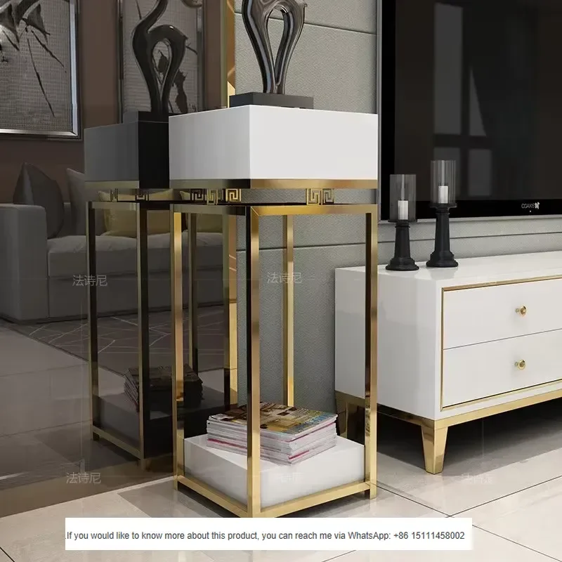 Postmodern Stainless Steel Flower Stand Multi-tiered Minimalist Storage Rack Living Rooms Neoclassical High-end Light-luxury