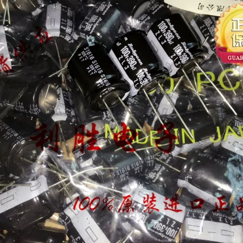 10PCS-100PCS 390UF 100V Japanese Ruby Capacitor 100V390UF 18 * 20 ZLJ High Frequency Replacement 330UF