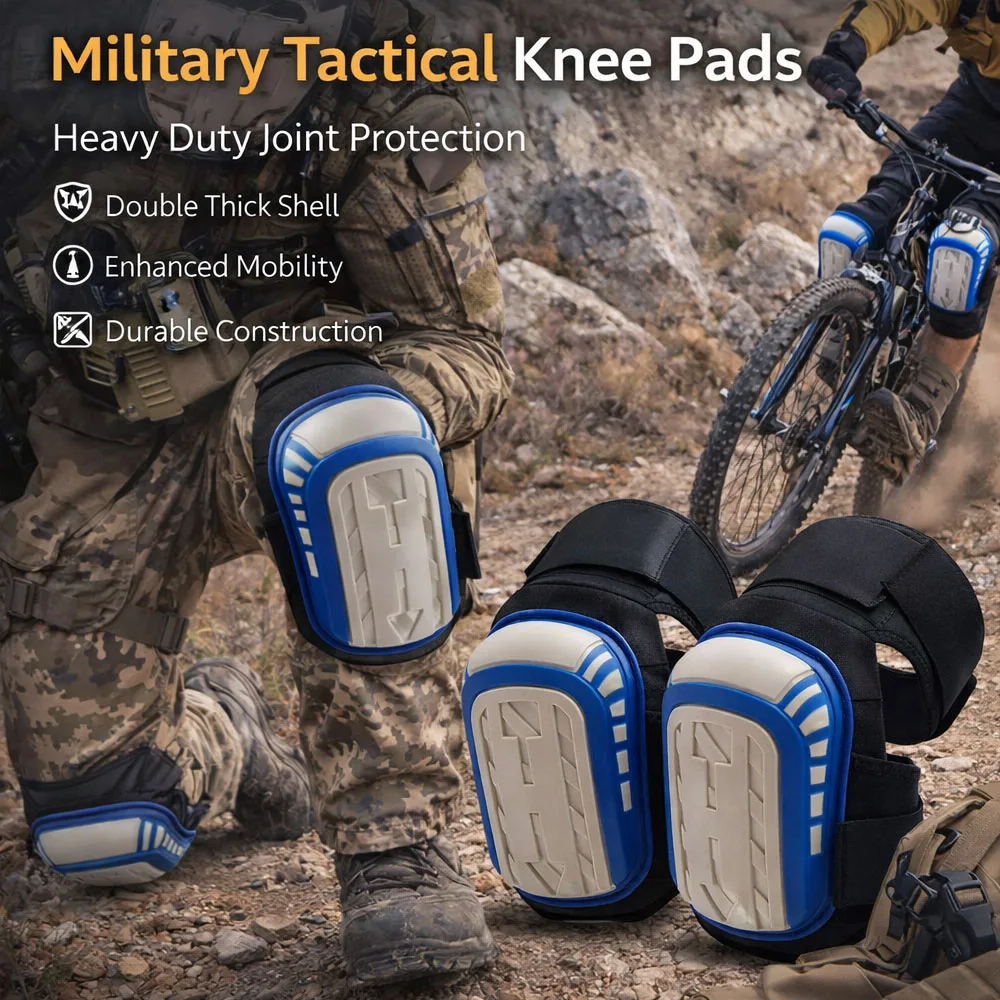 

Heavy Duty Knee Pads with Double Gel Extra Thick Foam Adjustable Non-Slip Straps for Cycling Training Protective Gear Unisex