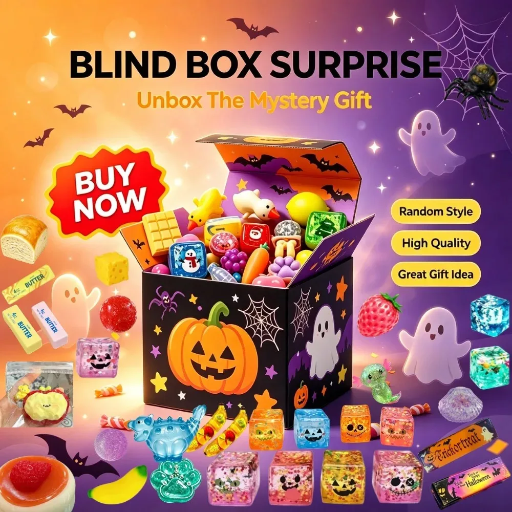 Halloween Sensory Squishy Blind Box Series Random Cute Slow Rise Stress Ball Fidget Stress Relief Toy Perfect Gag Gift For Adult