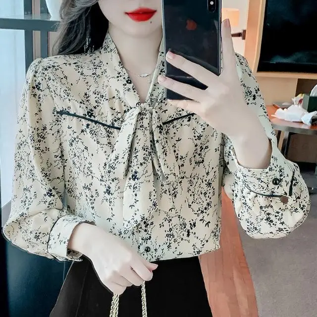 Chiffon Shirt Women's Petite New Women's Clothing French Chic and Beautiful Small Shirt Western-style Anti-aging Top