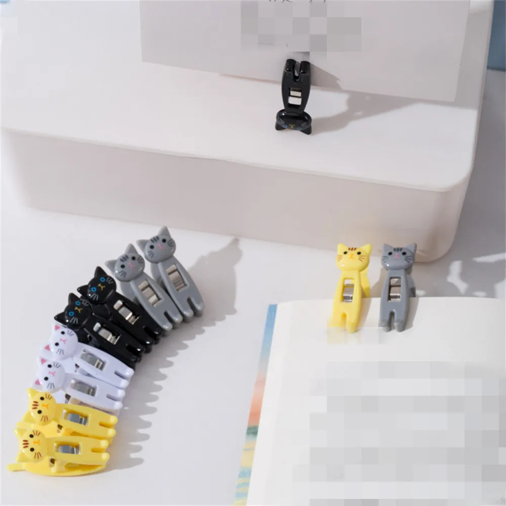6 cartoon cat shaped plastic clips, bookmarks, binders, snacks, sealing clips, drying clips, clothes, socks, fixing clips