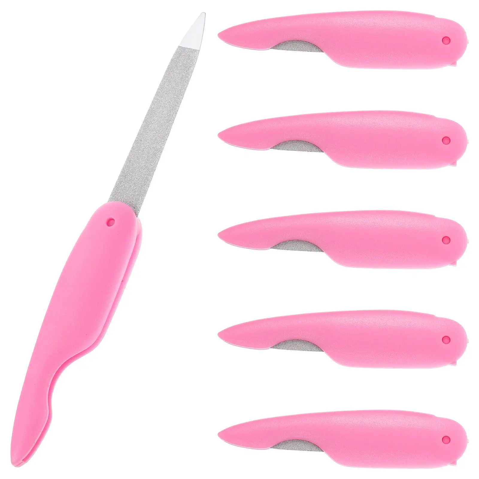 

6 Pcs Nails Folding File Finger Buffing Stainless Steel Bulk Files Polish Remover