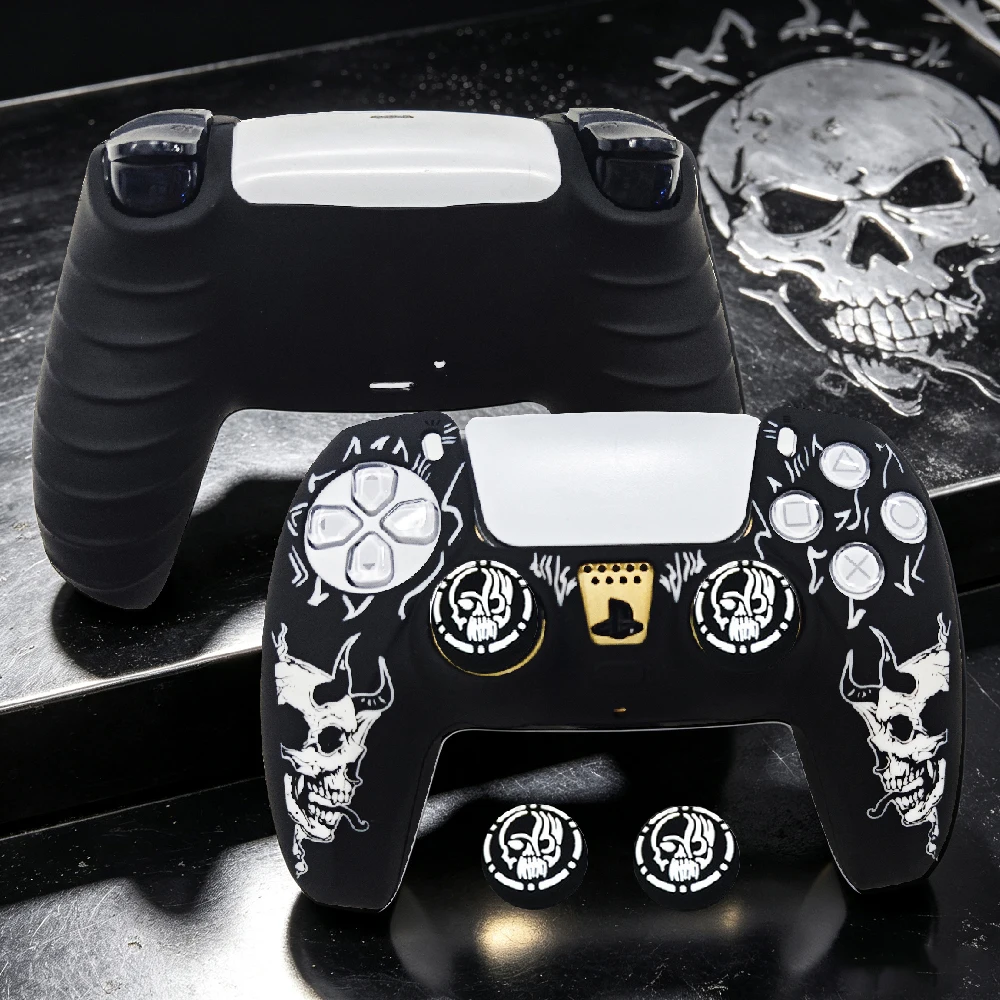 Capa de silicone para controle de PS5 com capas de borracha para os botões analógicos, acessórios para jogos de PS5