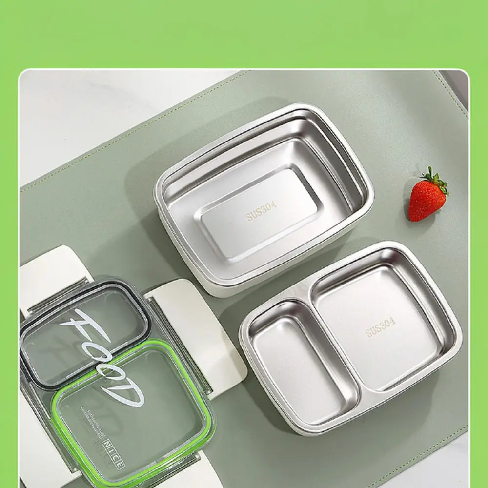 Stylish Stainless Steel Bento Box With Cutlery Set Divided Food Storage Container Leakproof Lunch Box For Daily Usage