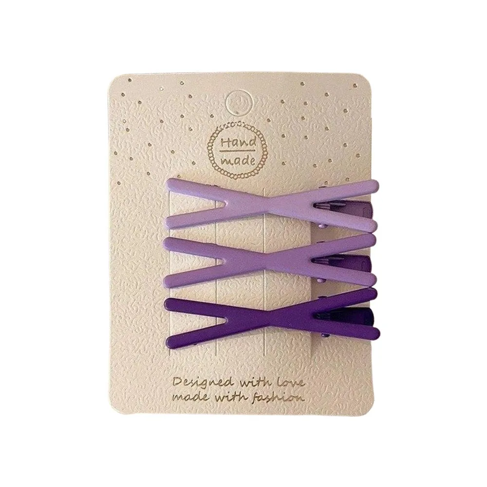 

3Pc/Set Fashion Gradient Color Hair Clips Cross Alloy Duck Beak Clip Geometry Bang Clip Hair Styling