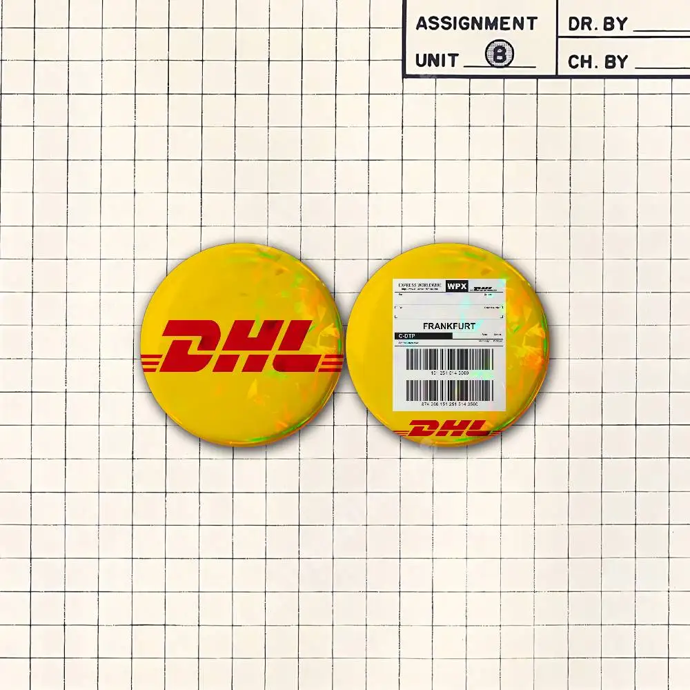 D-DHL-S Worldwide Express Button Badge 2PC Sets for Bags & Clothes & Accessories Metal Pin Creative Gift