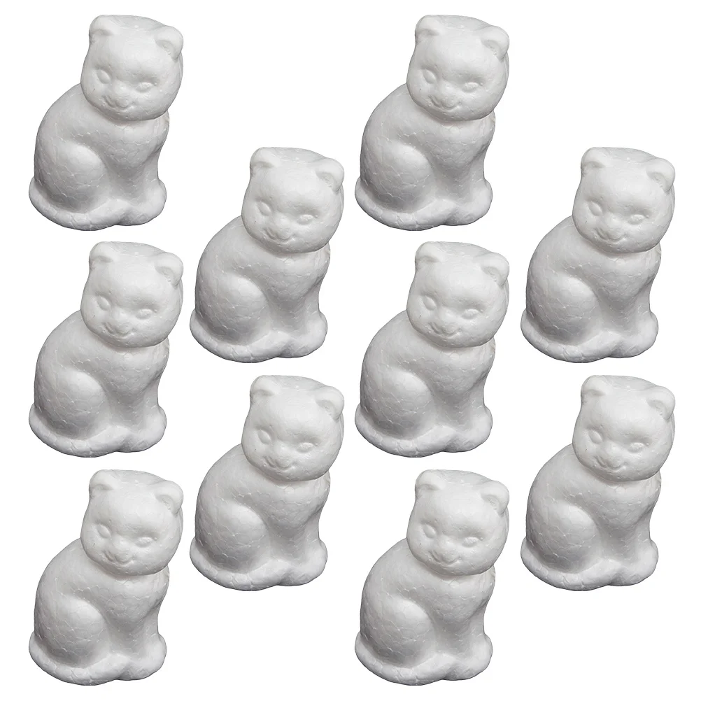 

10Pcs White Foam Cat Shape DIY Painting Models for Craft Projects Handmade Ornaments Party Decoration Crafts Making Foam Model