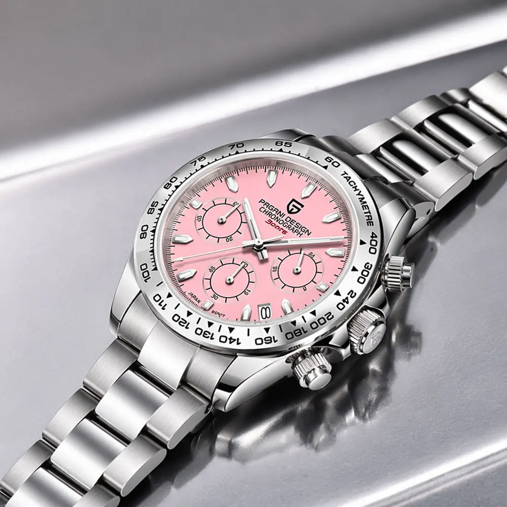 PAGANI DESIGN 2026 New Couple Watch Gift Women Watch VK63 Multi functional Chronograph Top Brand Men Watch 100M Waterproof Clock