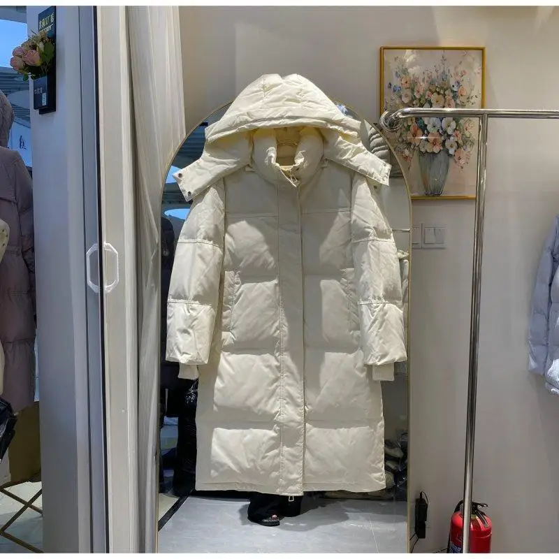2025 겨울 중장기 여성용 다운 재킷 출퇴근용 후드 루즈 스타일