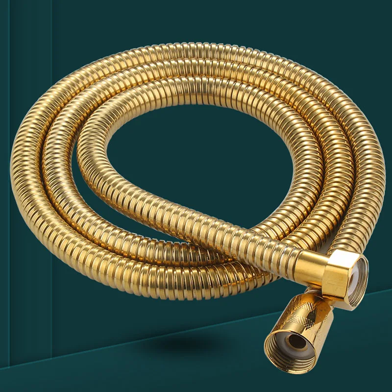 Gold Stainless Steel Flexible Shower Hose Long Bathroom Shower Water Hose Extension Plumbing Pipe Pulling Tube