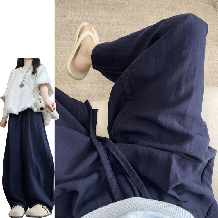 Atmungsaktive Baumwolle Leinen Elastische Taille Casual Hosen Frauen Sommer Neue Lose Abnehmen Kleine Größe Walking Hosen Gerade Bein Hosen...