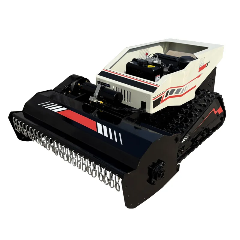 Remote Control Crawler Type Lawn Mower Orchard Grass Clearing Brush Cutter for Hillside 40° Tracked Slopes Mower