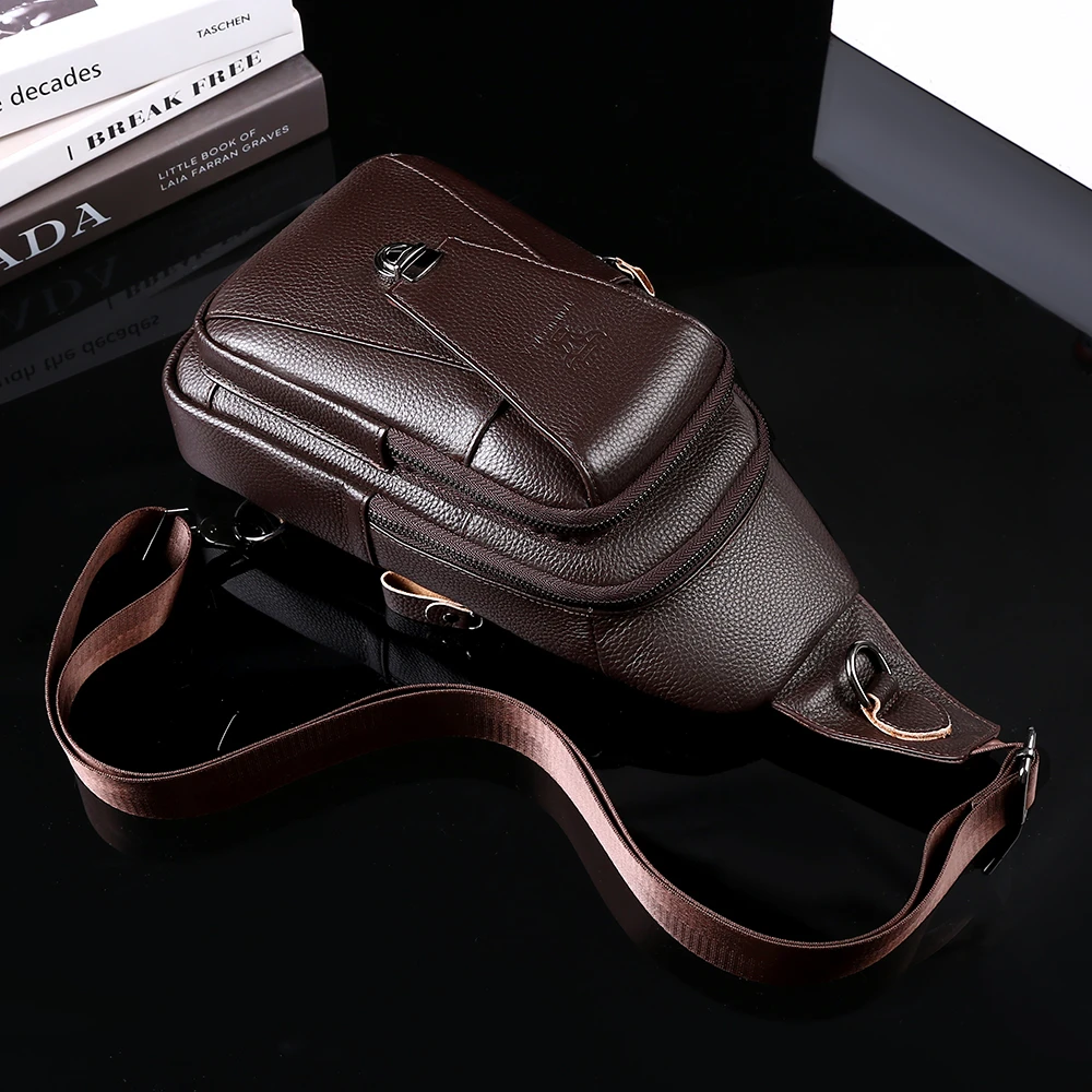 

Бренд 2025 Высокое качество Мужская натуральная кожа из воловьей кожи Винтажная нагрудная сумка для путешествий Модная сумка через плечо через плечо