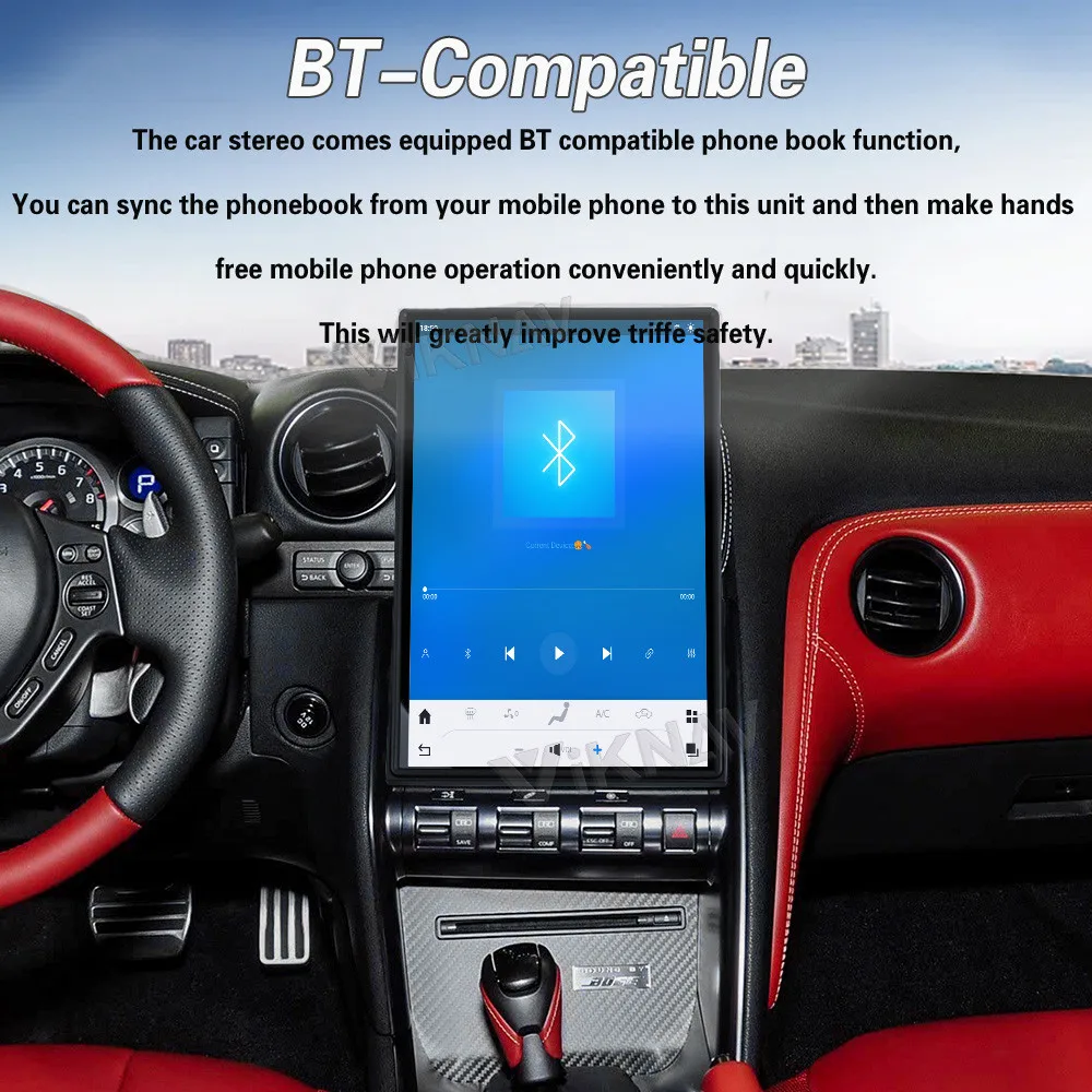 Viknav 14.4 بوصة ترقية راديو السيارة أندرويد لنيسان GTR 2008-2015 اللاسلكية Carplay نظام تحديد المواقع والملاحة مشغل وسائط متعددة رئيس وحدة