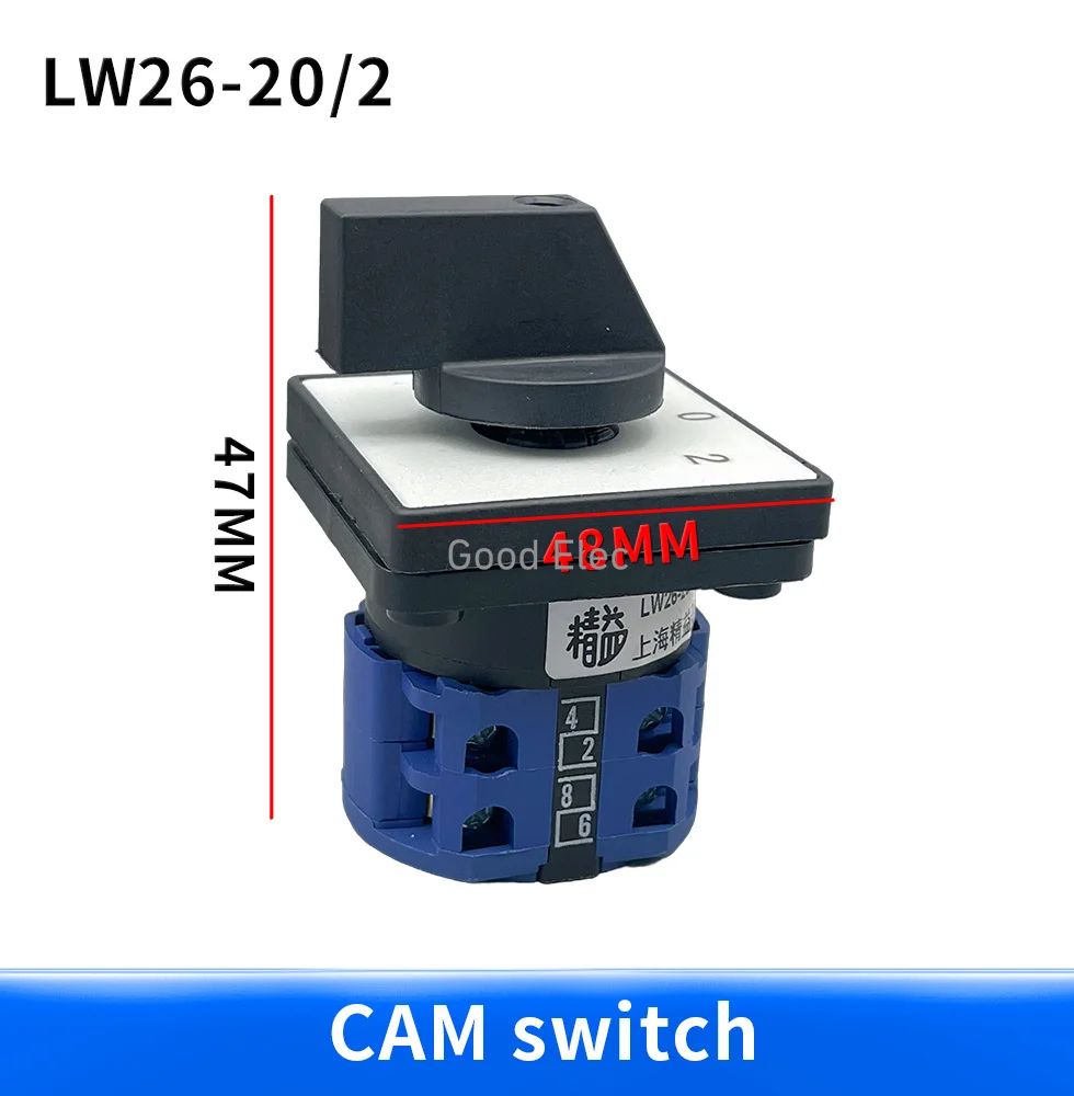 1PCS lw26 cam switch LW26-20/2 1-0-2 AC 500V 20A Universal Rotary Selector 1-0-2 On-Off-On 3 Positions Cam Changeover Switch